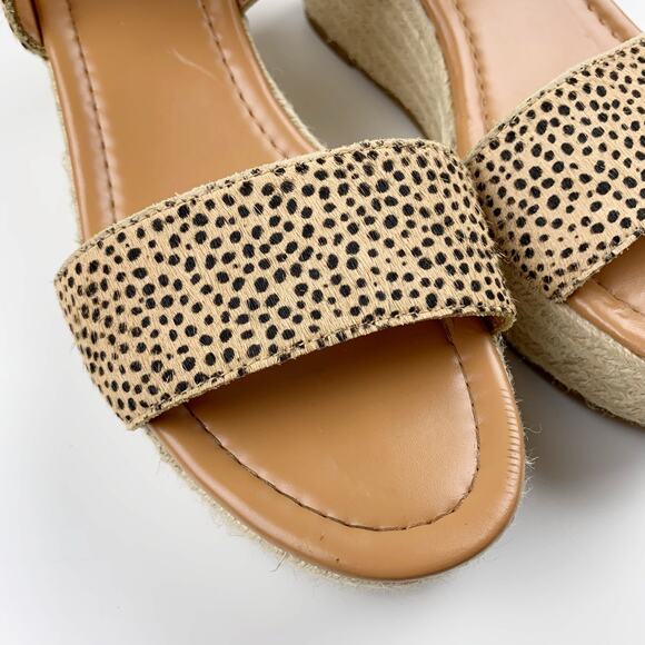 J Crew Platform Espadrille Sandals Leopard Print Calf Hair Women's 8.5 - Picture 4 of 15